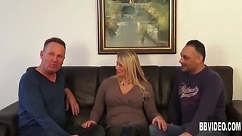 Busty German Mature Woman Handles Two Penises In Threesome