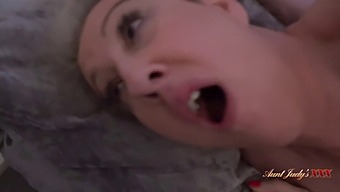 Horny Stepmom Mrs. Maggie Moon Gets Caught Masturbating By Aunt