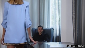 A Seductive Blonde Educator Sits On Her Pupil'S Sizable Member