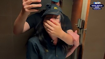 Public Restroom Encounter Leads To Intense Sex With A Mcdonald'S Employee Due To Spilled Soda. Eva Soda'S Deepthroating Skills And Rough Style On Display.